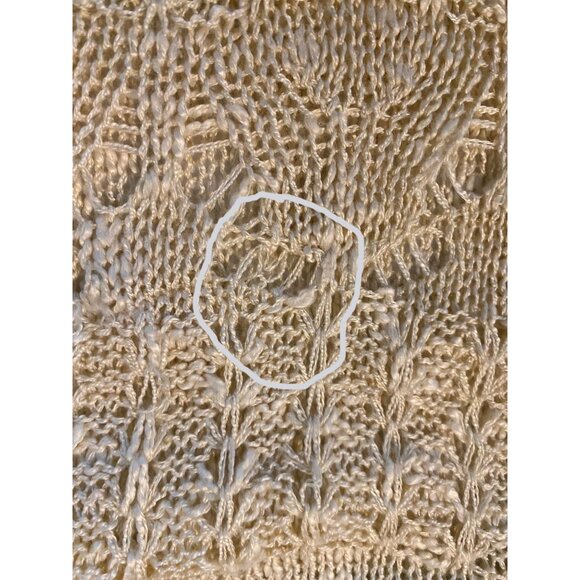 A Peach Sweater Women Large Beige Fringed Pullover Crochet Bohemian Bell Sleeves - Picture 9 of 13